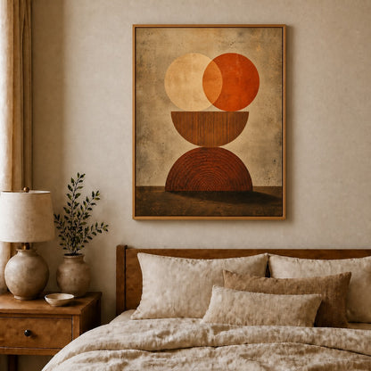 Terracotta Tree Ring Geometry Floating Frame Wall Art - 04