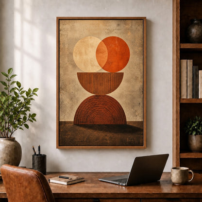 Terracotta Tree Ring Geometry Floating Frame Wall Art - 05
