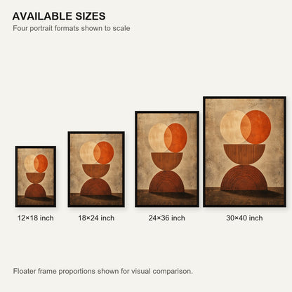 Terracotta Tree Ring Geometry Floating Frame Wall Art - 06