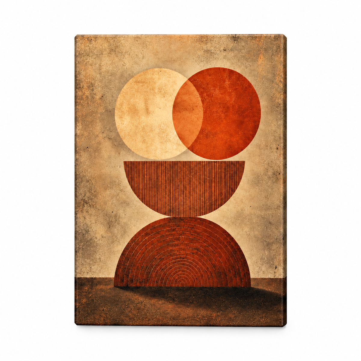 Terracotta Tree Ring Geometry Floater Frame Canvas Wall Art | frameless stretched canvas SKU
