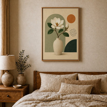 Sage Green Magnolia Vase Floating Frame Wall Art - 04