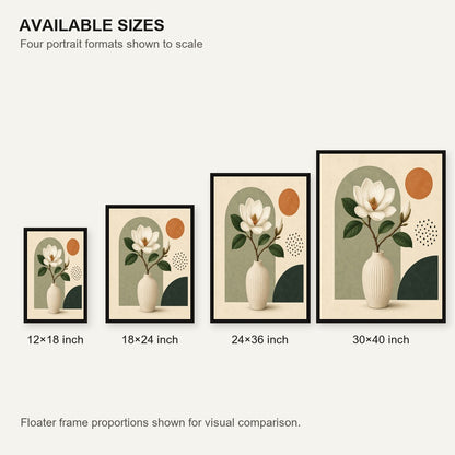 Sage Green Magnolia Vase Floating Frame Wall Art - 06