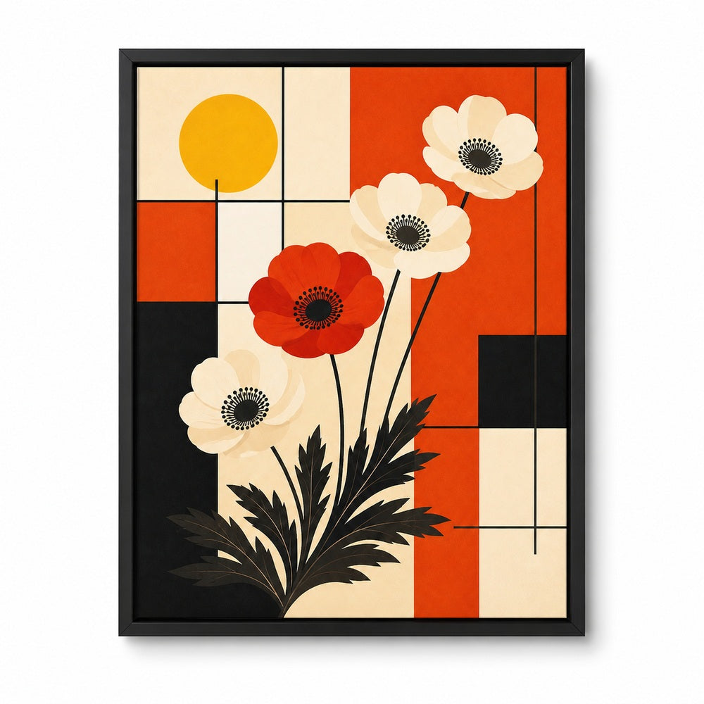 Bauhaus Anemone Grid Floating Frame Wall Art - 01