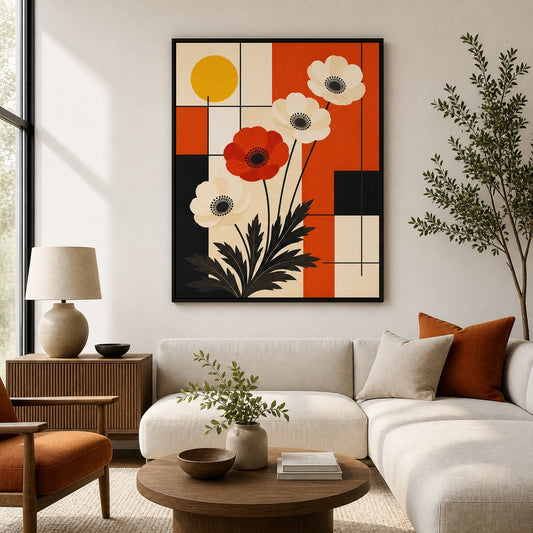 Bauhaus Anemone Grid Floating Frame Wall Art - 02