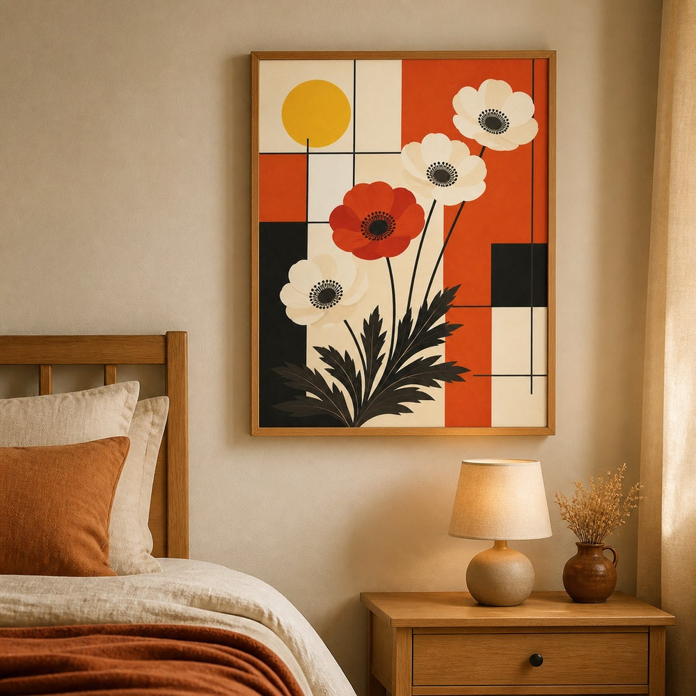 Bauhaus Anemone Grid Floating Frame Wall Art - 04