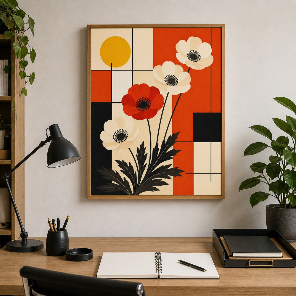 Bauhaus Anemone Grid Floating Frame Wall Art - 05