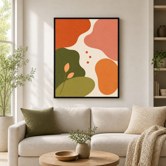 Earthtone Organic Botanical Shapes Floating Frame Wall Art - 02