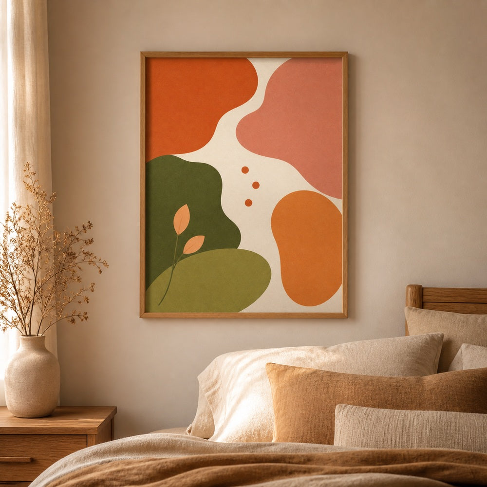 Earthtone Organic Botanical Shapes Floating Frame Wall Art - 04