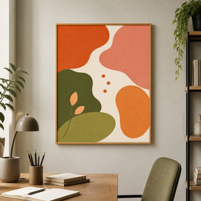 Earthtone Organic Botanical Shapes Floating Frame Wall Art - 05