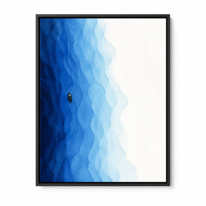 Blue Water Solitude Boat Floating Frame Wall Art - 01