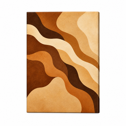 Earthtone Flowing Organic Curves Floater Frame Canvas Wall Art | frameless stretched canvas SKU