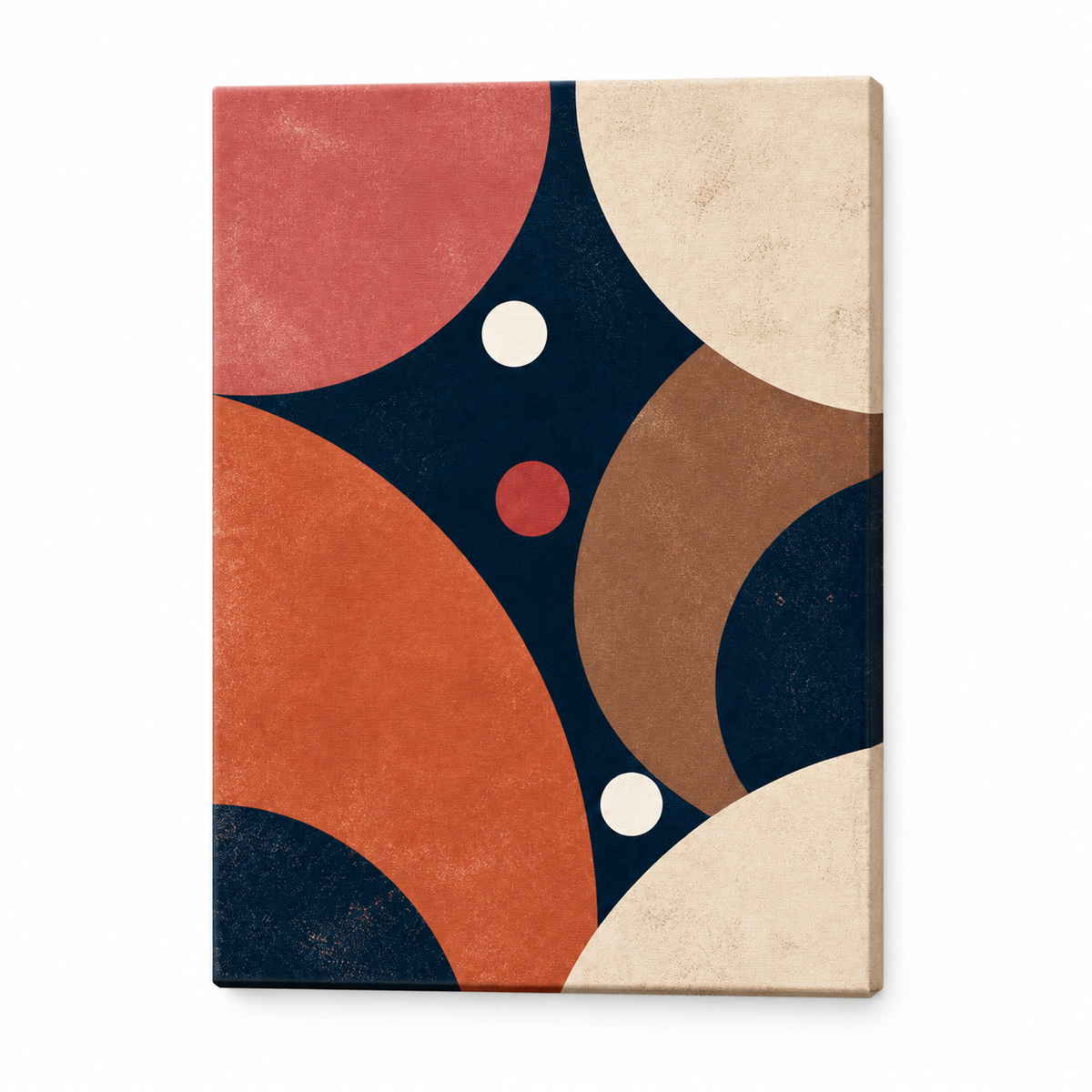 Navy Dusty Rose Geometric Circles Floater Frame Canvas Wall Art | frameless stretched canvas SKU