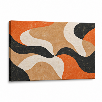 Mid Century Organic Shapes Abstract Floater Frame Canvas Wall Art | Stretched Canvas SKU