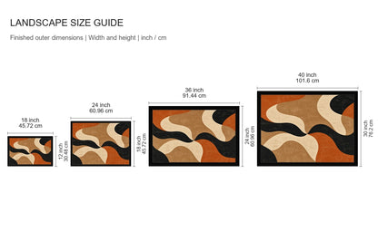 Mid Century Organic Shapes Abstract Floater Frame Canvas Wall Art - approved size comparison guide (cm)
