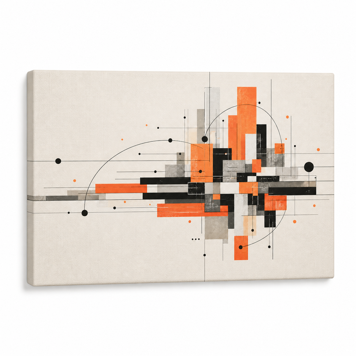 Modernist Geometric City Grid Floater Frame Canvas Wall Art | Stretched Canvas SKU