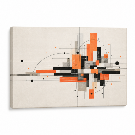 Modernist Geometric City Grid Floater Frame Canvas Wall Art | Stretched Canvas SKU