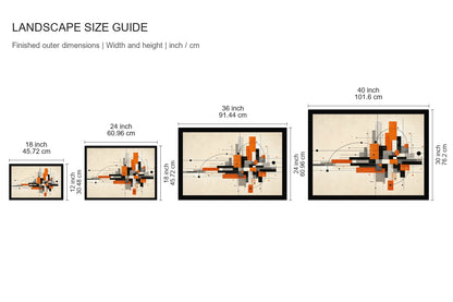 Modernist Geometric City Grid Floater Frame Canvas Wall Art - approved size comparison guide (cm)