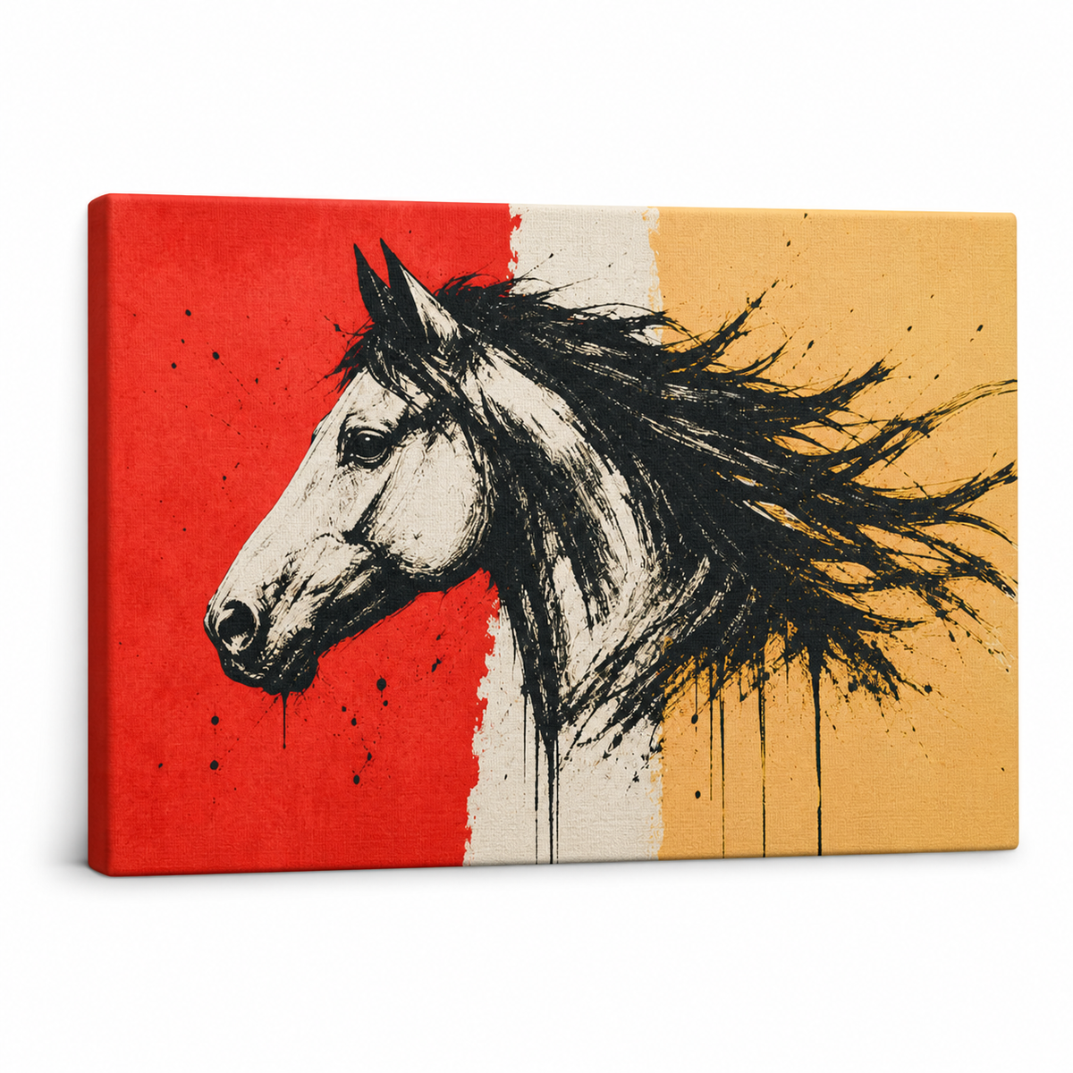 Left-Facing Horse Brushstroke Floating Frame Canvas Wall Art — styled room view, image 7