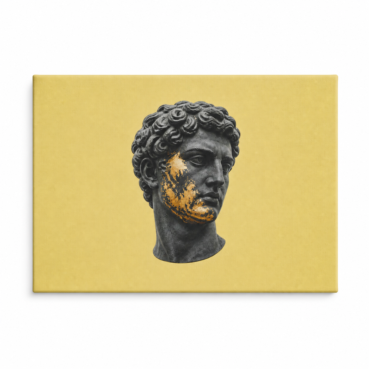 Gold Patina Classical Sculpture Floating Frame Canvas Wall Art | Stretched Canvas SKU