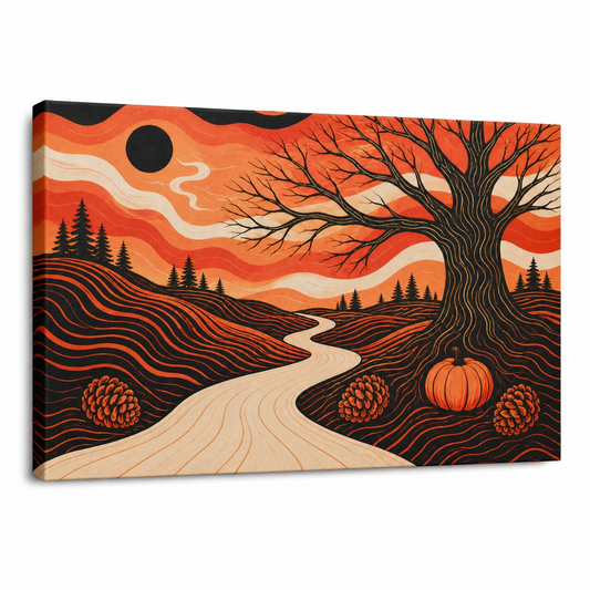Autumn Winding Path Graphic Floater Frame Canvas Wall Art | Stretched Canvas SKU