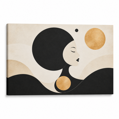 Geometric Woman Profile Floating Frame Canvas Wall Art | Stretched Canvas SKU