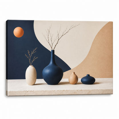 Modernist Ceramic Vase Still Life Floating Frame Canvas Wall Art | Stretched Canvas SKU