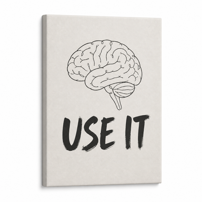 Use It Brain Line Art Floater Frame Canvas Wall Art | Stretched Canvas SKU