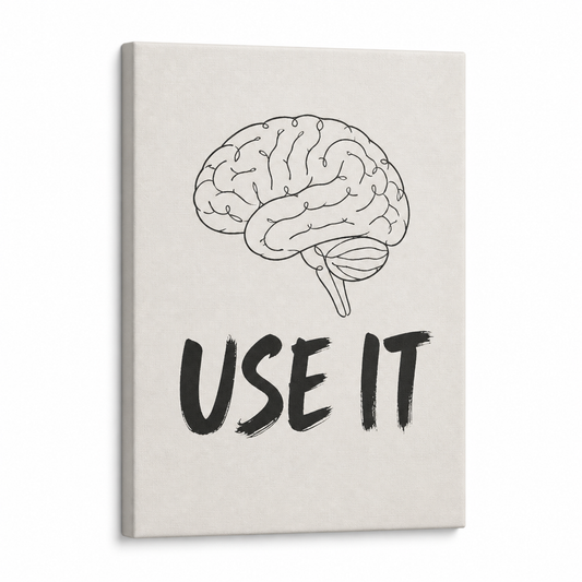 Use It Brain Line Art Floater Frame Canvas Wall Art | Stretched Canvas SKU