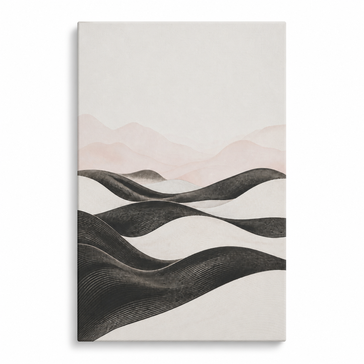 Linear Dunes Minimalist Floater Frame Canvas Wall Art | Stretched Canvas SKU