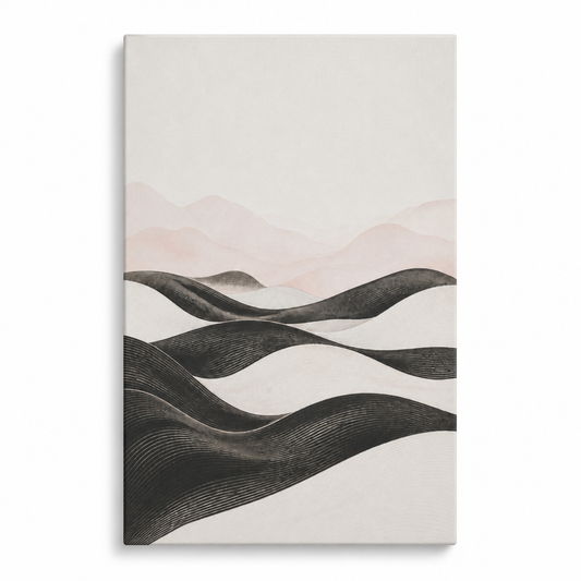 Linear Dunes Minimalist Floater Frame Canvas Wall Art | Stretched Canvas SKU