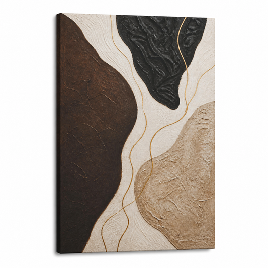 Neutral Organic Forms Abstract Floater Frame Canvas Wall Art | Stretched Canvas SKU
