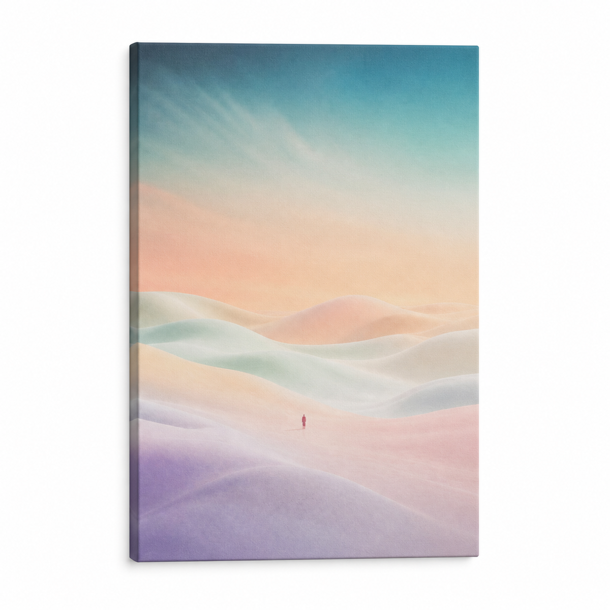 Pastel Solitude Dunes Floater Frame Canvas Wall Art | Stretched Canvas SKU