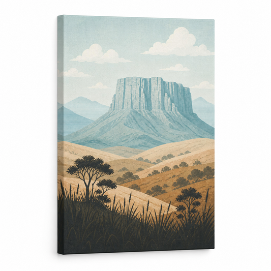Blue Green Mesa Landscape Floater Frame Canvas Wall Art | Stretched Canvas SKU