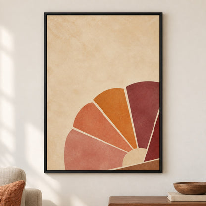Burgundy Amber Neo Deco Abstract Floater Frame Canvas Wall Art - Black Frame closeup wall view