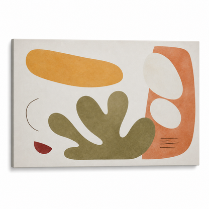 Soft Mid Century Organic Geometric Floater Frame Canvas Wall Art | Stretched Canvas SKU