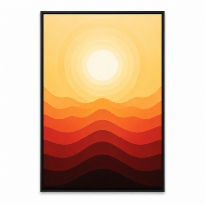 warm-concentric-sun-and-layered-dunes-wall-art | black-frame-sku