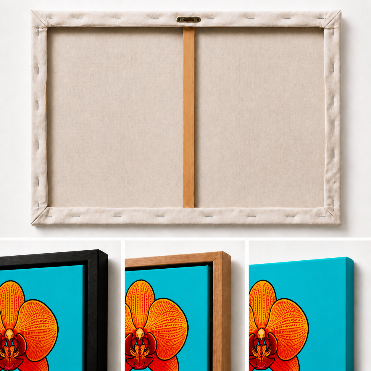 orange-red-orchid-pop-art-wall-art | three-finish-detail