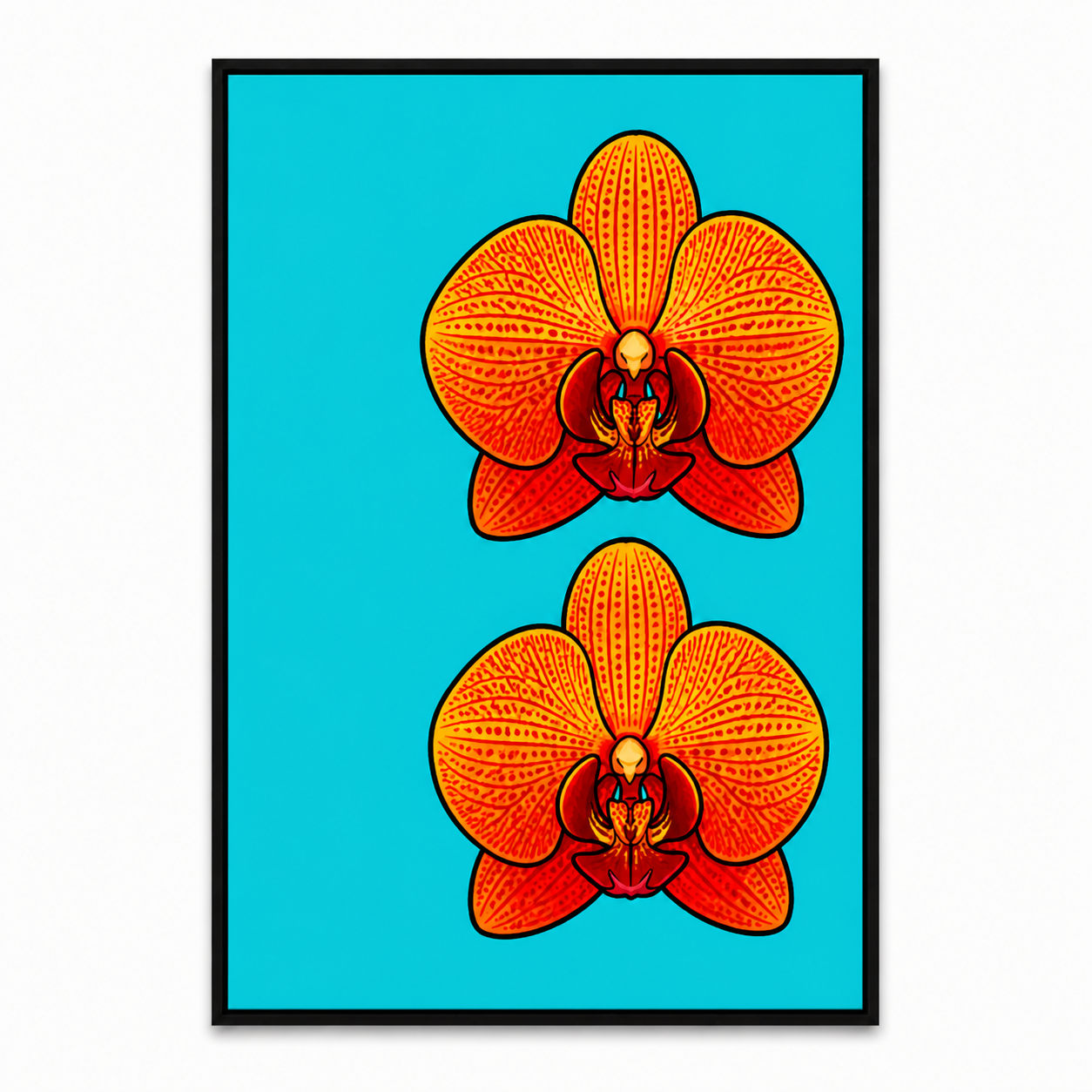 orange-red-orchid-pop-art-wall-art | black-frame-sku