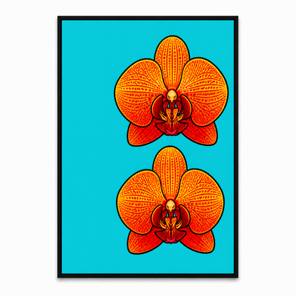 orange-red-orchid-pop-art-wall-art | black-frame-sku