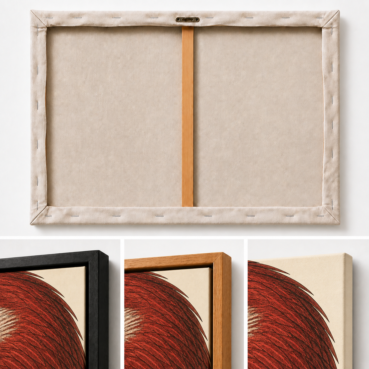 vintage-red-raptor-portrait-wall-art | three-finish-detail