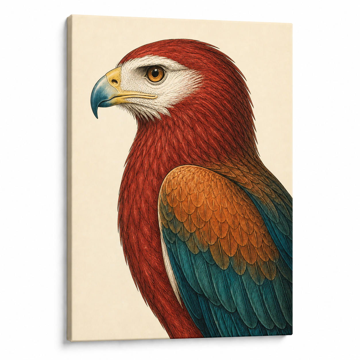 vintage-red-raptor-portrait-wall-art | frameless-sku