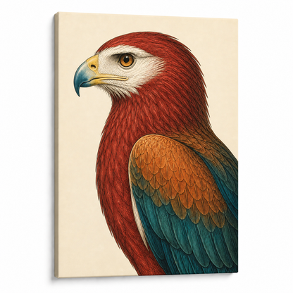 vintage-red-raptor-portrait-wall-art | frameless-sku