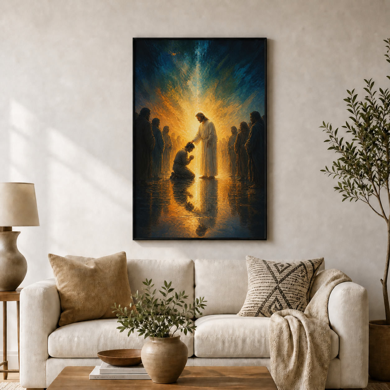 divine-healing-and-blessing-christian-wall-art | black-frame-24x36-wall-scene