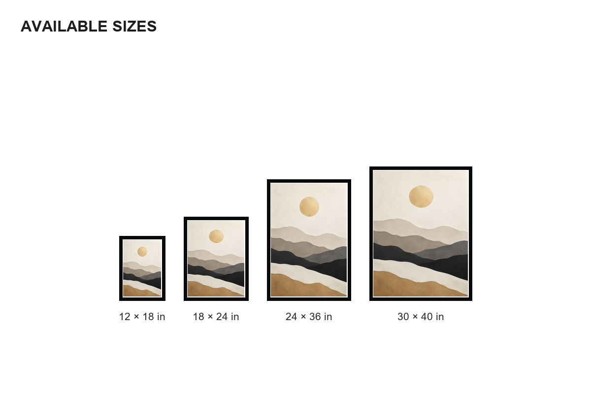 Golden Sun Layered Paper Mountains Canvas Wall Art — canvas wall art product view, image 8