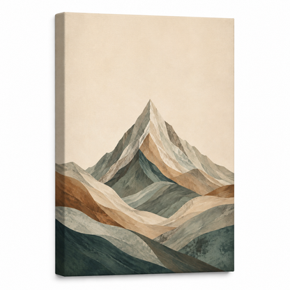 Central Teal Mountain Strata Canvas Wall Art — styled room view, image 4