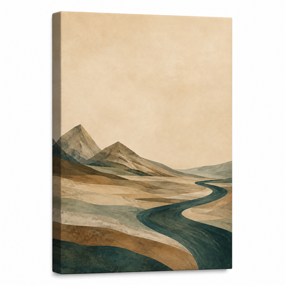 Teal River Valley Double Peak Canvas Wall Art — styled room view, image 4