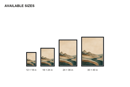 Teal River Valley Double Peak Canvas Wall Art — canvas wall art product view, image 8
