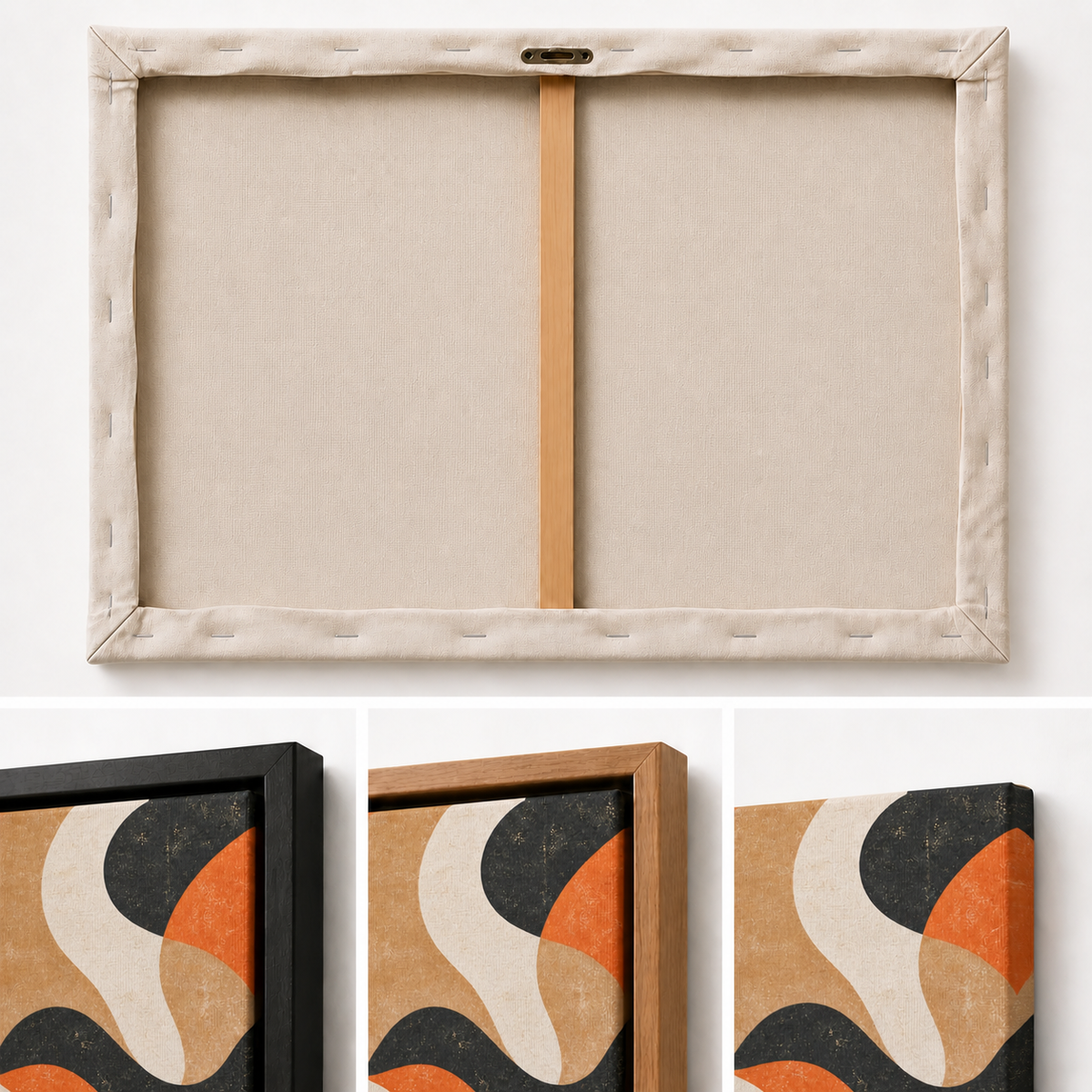 Mid Century Organic Shapes Abstract Floating Frame Wall Art - 03_detail_closeup