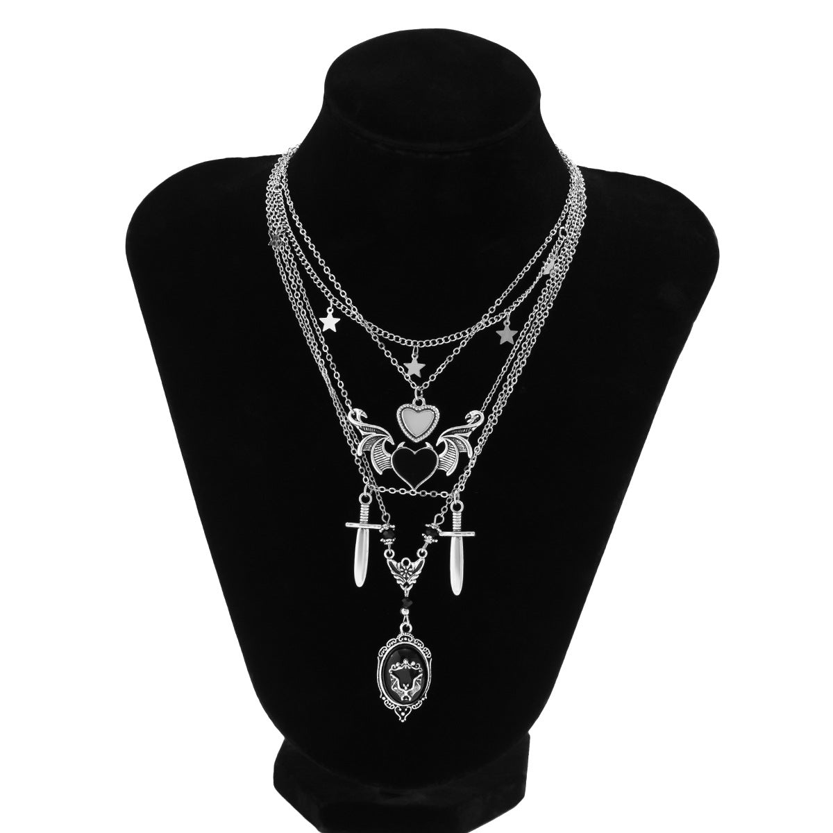 Collar con colgante de alas de amor de estilo punk oscuro