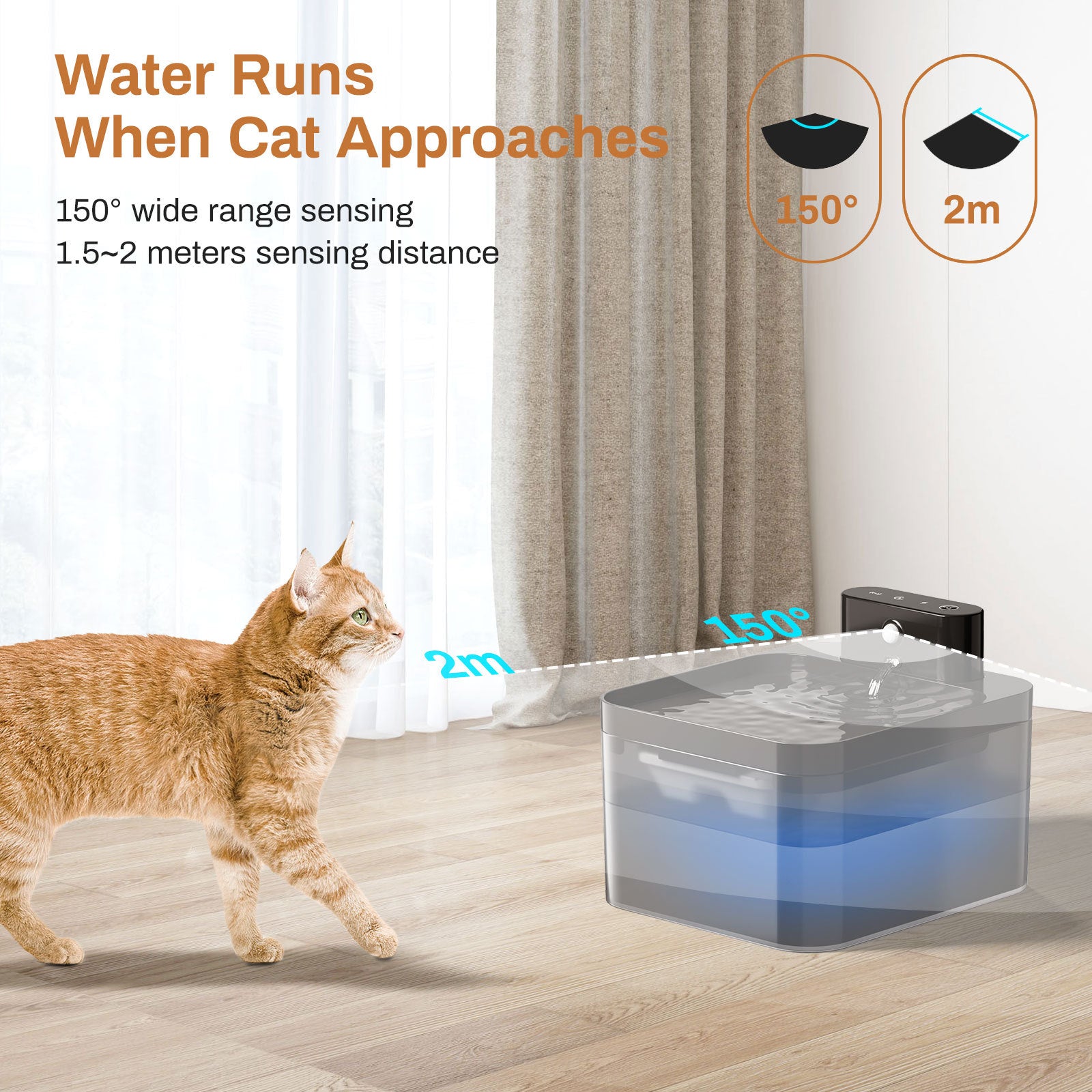 2.2L infrared sensor pet water fountain for cats and dogs